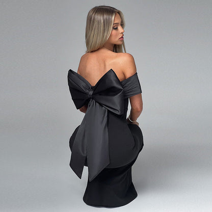 Slim Fit Off-Shoulder Bow Dress