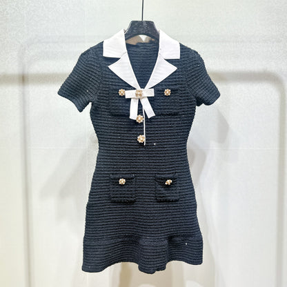 Vellanio™ Button-Bow Strickkleid