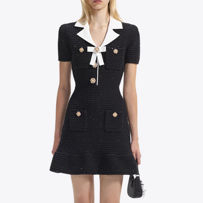Vellanio™ Button-Bow Strickkleid