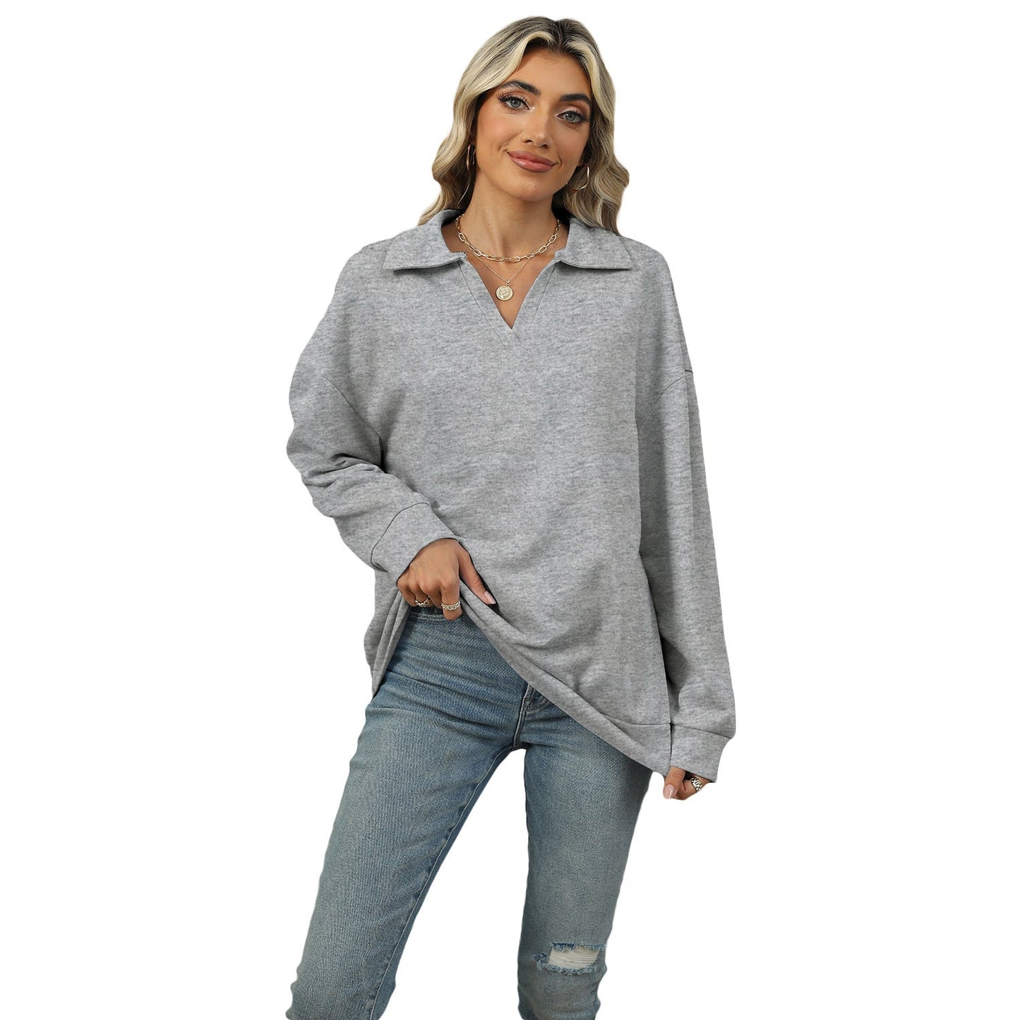 Vellanio™ Damen V-Neck Langarmtop