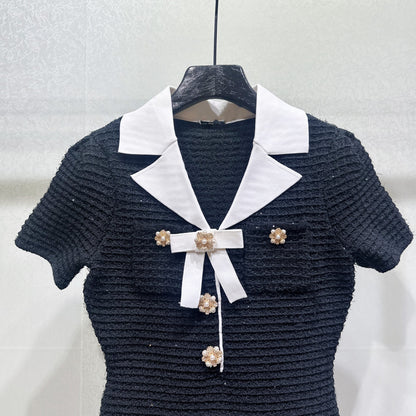 Vellanio™ Button-Bow Strickkleid